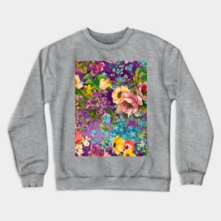 Vintage floral garden, shabby chic, vintage botanical, flowers illustration, purple vintage floral pattern Crewneck Sweatshirt